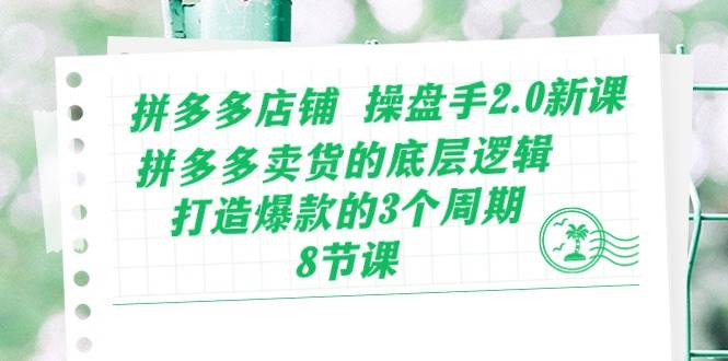 拼多多店铺 操盘手2.0新课，拼多多卖货的底层逻辑，打造爆款的3个周期-8节_网创掘金