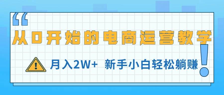 从0开始的电商运营教学，月入2W+，新手小白轻松躺赚_网创掘金