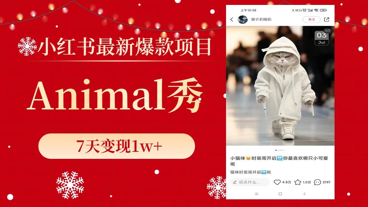 小红书最新爆款项目，Animal秀，7天变现1w+_网创掘金