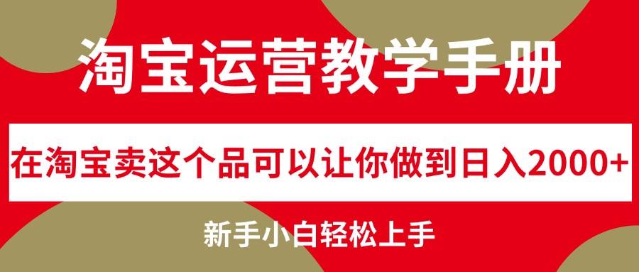 淘宝运营教学手册，在淘宝卖这个品可以让你做到日入2000+，新手小白轻…_网创掘金