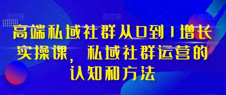 高端 私域社群从0到1增长实战课，私域社群运营的认知和方法（37节课）_网创掘金