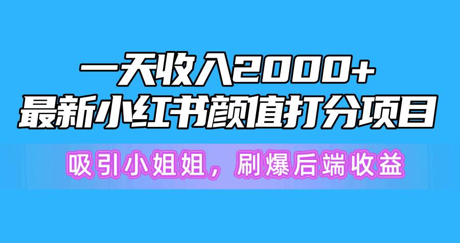 一天收入2000+，最新小红书颜值打分项目，吸引小姐姐，刷爆后端收益_网创掘金