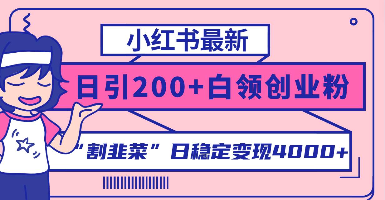 小红书最新日引200+创业粉”割韭菜“日稳定变现4000+实操教程！_网创掘金