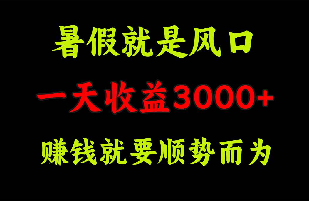 一天收益3000+ 赚钱就是顺势而为，暑假就是风口_网创掘金