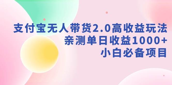支付宝无人带货2.0高收益玩法，亲测单日收益1000+，小白必备项目_网创掘金