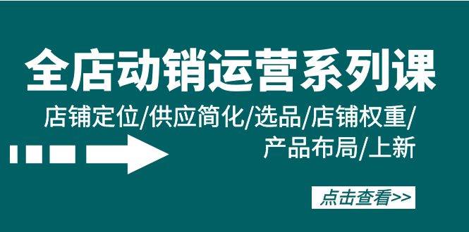 全店·动销运营系列课：店铺定位/供应简化/选品/店铺权重/产品布局/上新_网创掘金