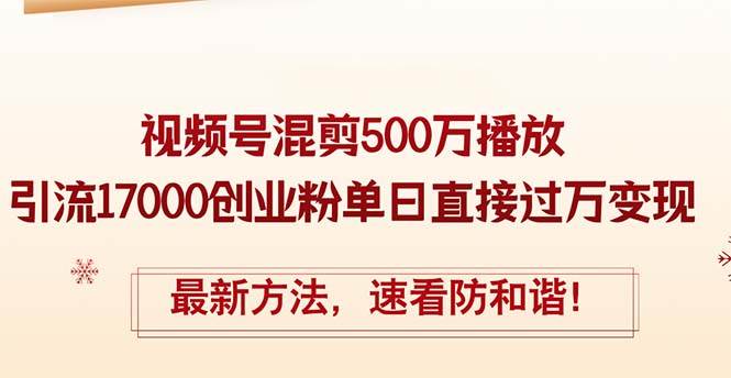 精华帖视频号混剪500万播放引流17000创业粉，单日直接过万变现，最新方…_网创掘金