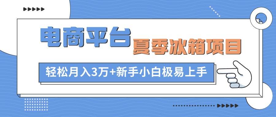 电商平台夏季冰箱项目，轻松月入3万+，新手小白极易上手_网创掘金