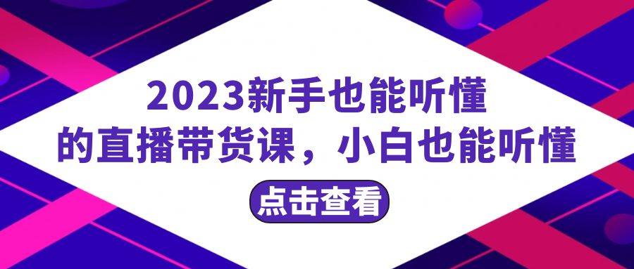 2023新手也能听懂的直播带货课，小白也能听懂，20节完整_网创掘金