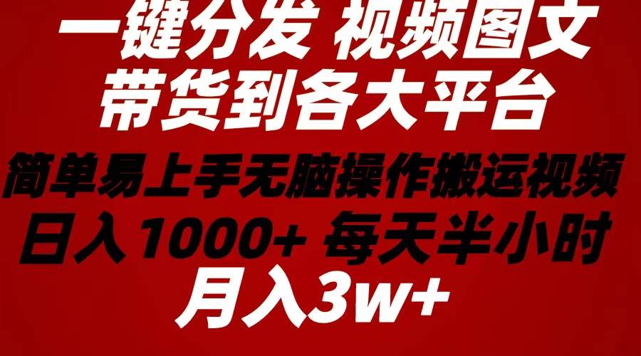 2024年 一键分发带货图文视频  简单易上手 无脑赚收益 每天半小时日入1..._网创掘金