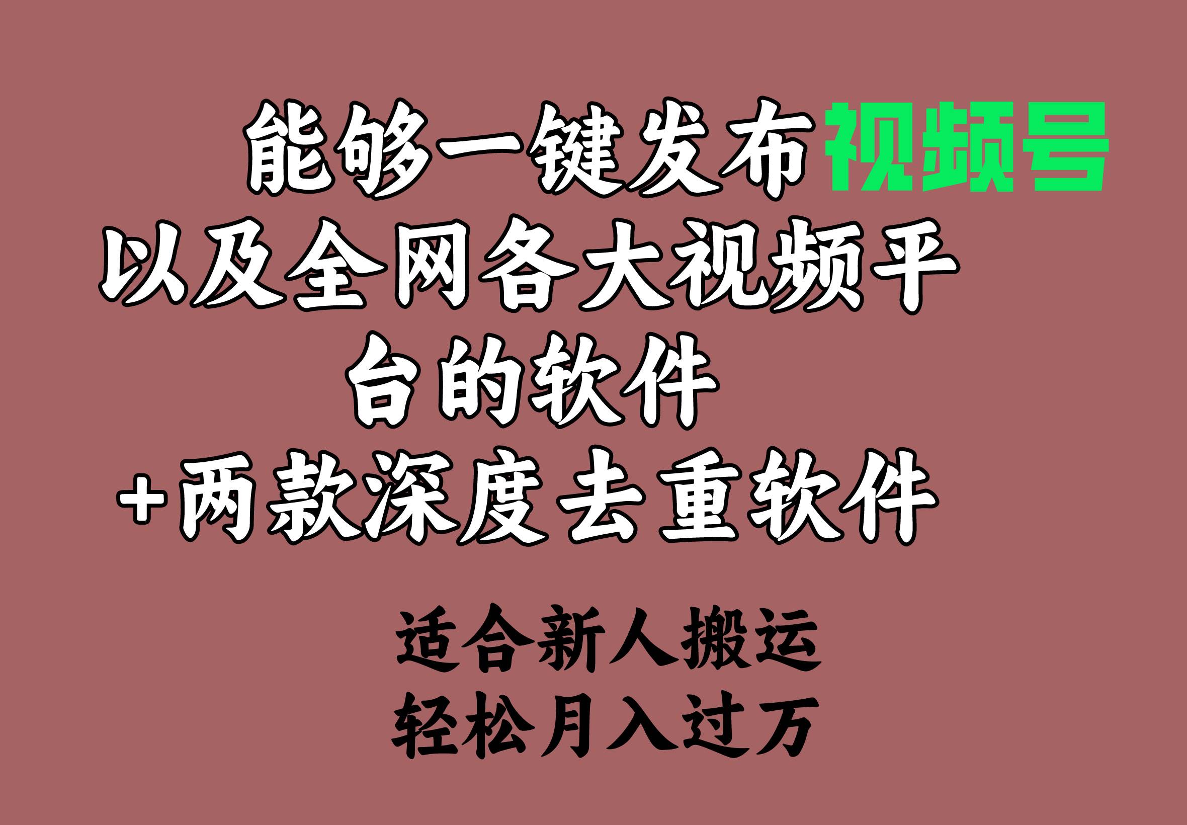 能够一键发布视频号以及全网各大视频平台的软件+两款深度去重软件 适合..._网创掘金