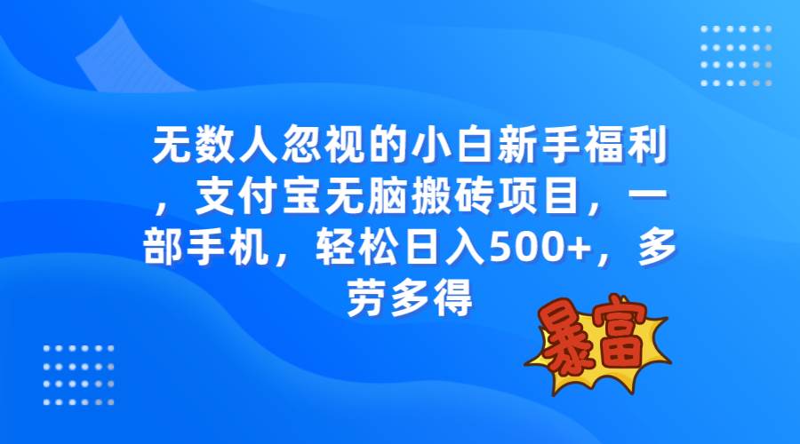无数人忽视的项目，支付宝无脑搬砖项目，一部手机即可操作，轻松日入500+_网创掘金