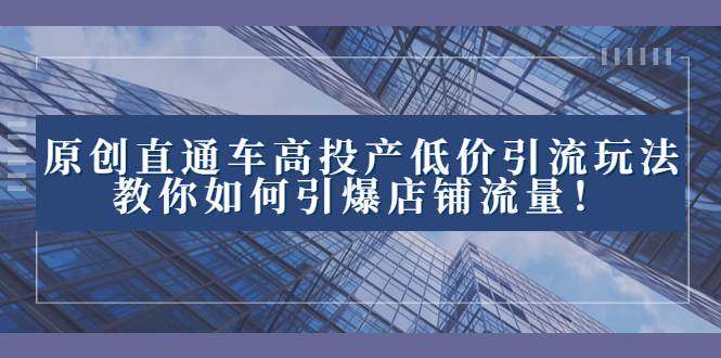 2023直通车高投产低价引流玩法，教你如何引爆店铺流量！_网创掘金