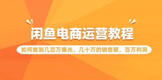 闲鱼电商运营教程：如何做到几百万曝光，几十万的销售额，百万利润_网创掘金