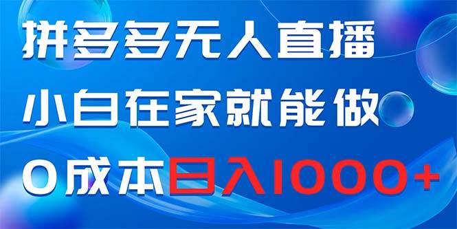拼多多无人直播，小白在家就能做，0成本日入1000+_网创掘金