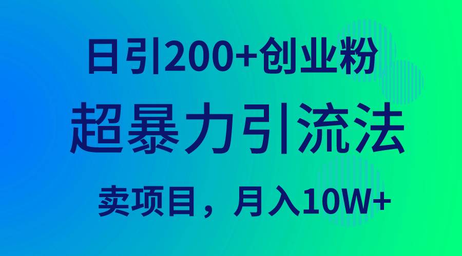 超暴力引流法，日引200+创业粉，卖项目月入10W+_网创掘金