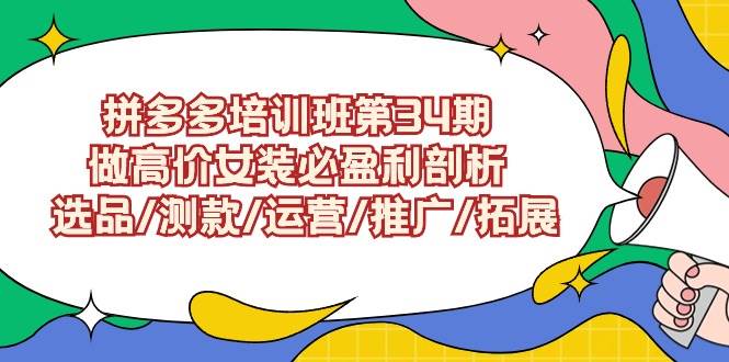 拼多多培训班第34期：做高价女装必盈利剖析  选品/测款/运营/推广/拓展_网创掘金