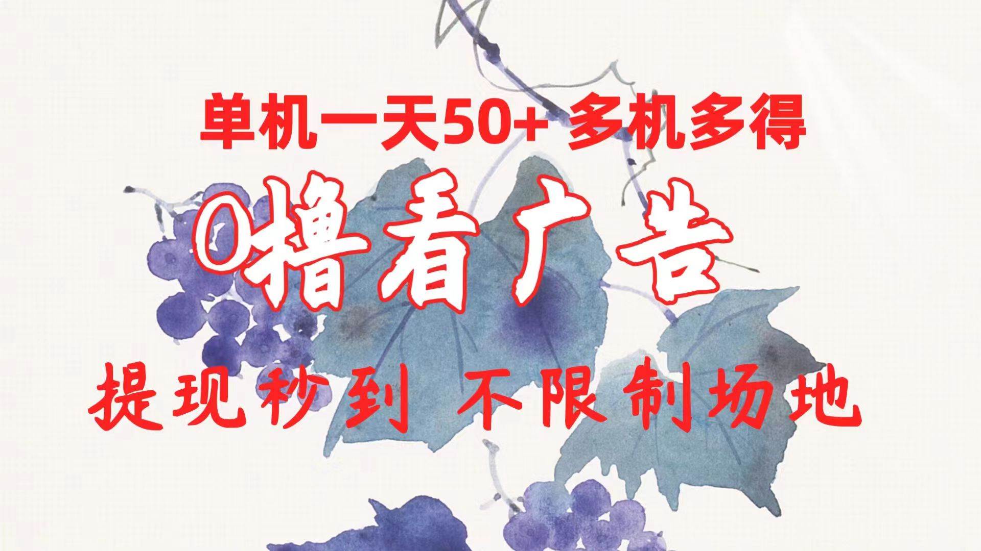 0撸看广告 单机一天50+多机多得 提现秒到 不限制场地操作_网创掘金