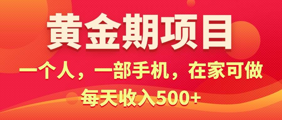 黄金期项目，电商搞钱！一个人，一部手机，在家可做，每天收入500+_网创掘金