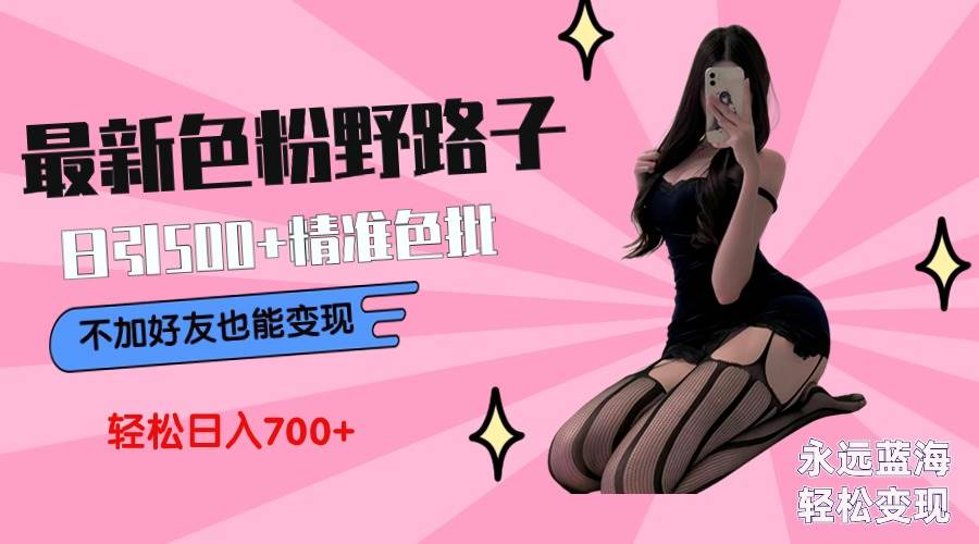 最新色粉变现野路子，日引500+老色批 可不加好友直接变现 小白轻松日入700+_网创掘金