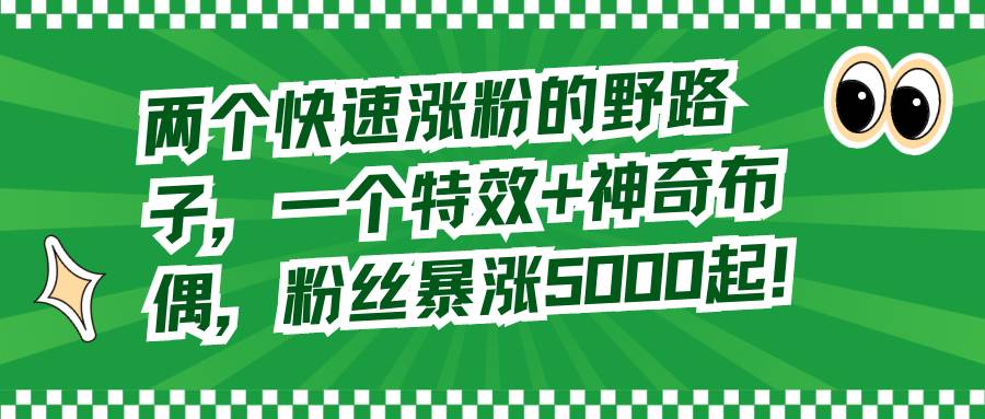 两个快速涨粉的野路子，一个特效+神奇布偶，粉丝暴涨5000起！_网创掘金
