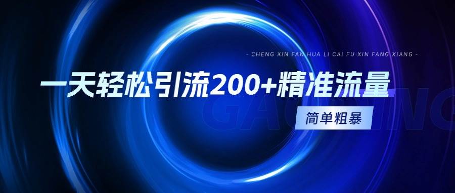 一天轻松引流200+精准流量，简单粗暴，一看就会_网创掘金