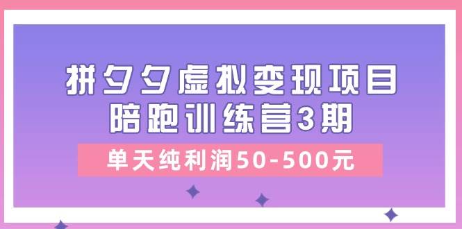某收费培训《拼夕夕虚拟变现项目陪跑训练营3期》单天纯利润50-500元_网创掘金