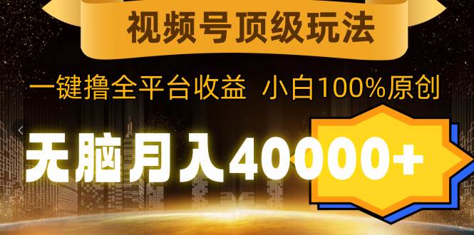 视频号顶级玩法，无脑月入40000+，一键撸全平台收益，纯小白也能100%原创_网创掘金