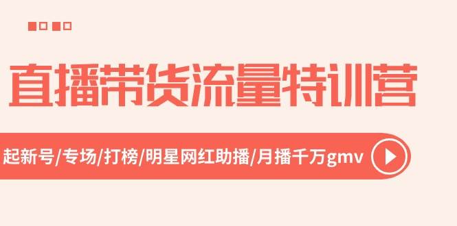 直播带货流量特训营，起新号-专场-打榜-明星网红助播 月播千万gmv（52节）_网创掘金