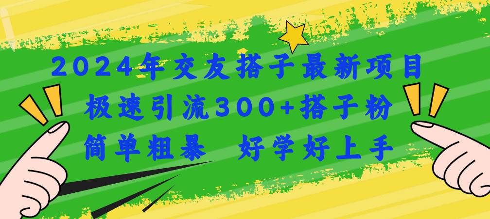 2024年交友搭子最新项目，极速引流300+搭子粉，简单粗暴，好学好上手_网创掘金