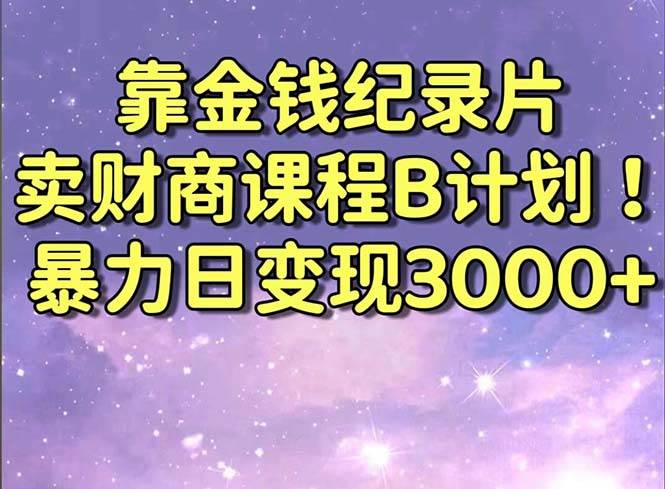 靠金钱纪录片卖财商课程B计划！暴力日变现3000+，喂饭式干货教程！_网创掘金