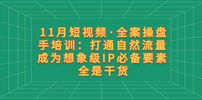 11月短视频·全案操盘手培训：打通自然流量 成为想象级IP必备要素 全是干货_网创掘金