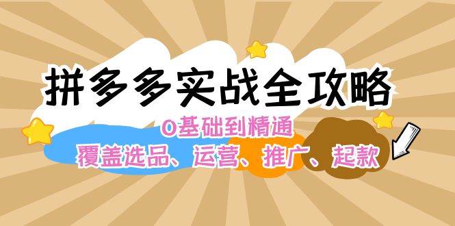 拼多多实战全攻略：0基础到精通，覆盖选品、运营、推广、起款_网创掘金