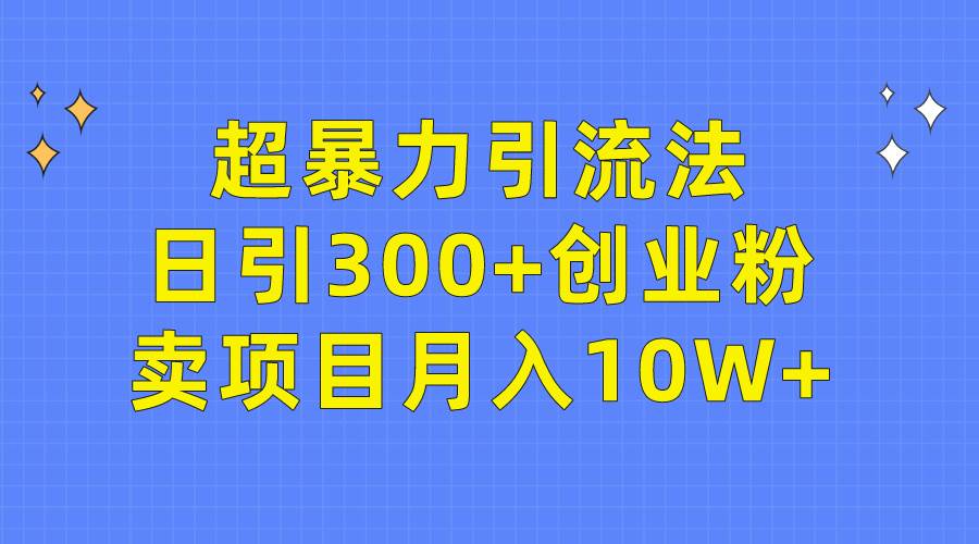 超暴力引流法，日引300+创业粉，卖项目月入10W+_网创掘金