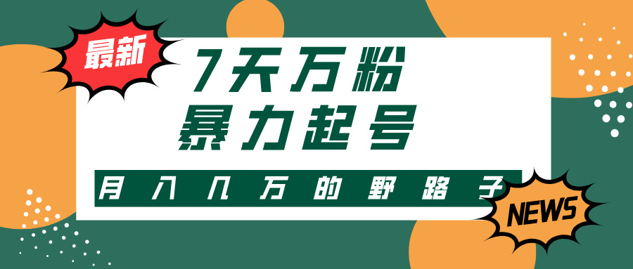 7天万粉，快手暴力起号，多种变现方式，新手小白秒上手，单月变现几万的野路子_网创掘金