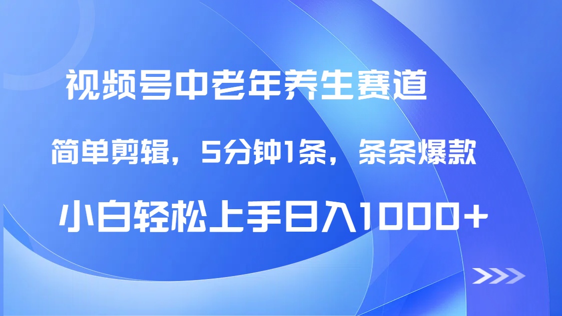 DeepSeek+既梦做视频号中老年养生赛道，条条爆款5分钟1条，轻松日入1000+_网创掘金