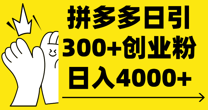 拼多多日引300+创业粉 日入4000+_网创掘金