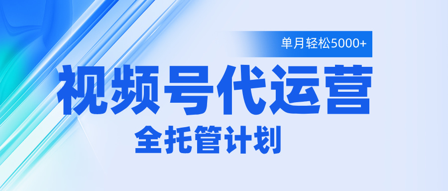 视频号代运营2.0，全程托管招募，单月轻松变现5000+_网创掘金
