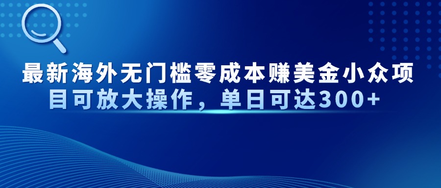 最新海外无门槛美金小众项目可放大操作，单日可达300+_网创掘金