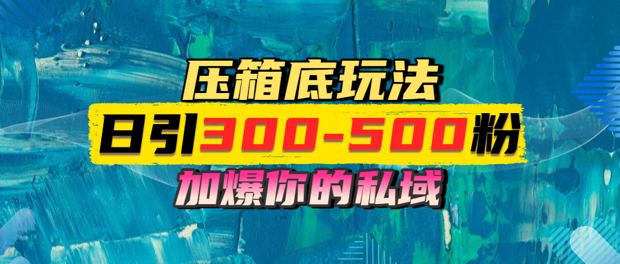 一天引流300-500粉，加爆你的私域，且都是实时变现，轻松日入1000+_网创掘金