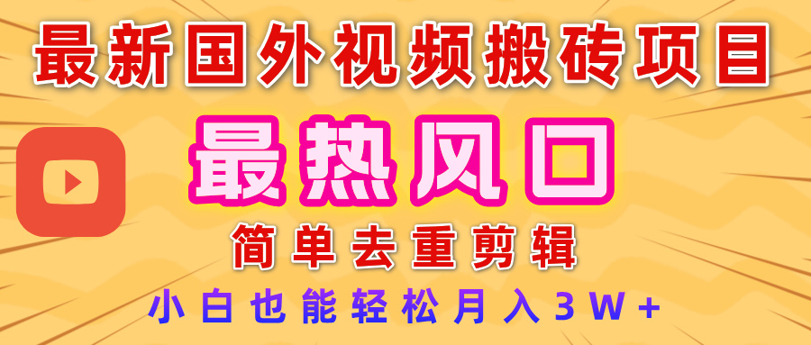 2025最新热门风口，国外视频搬砖项目，简单去重剪辑，小白也能轻松月入3W+_网创掘金