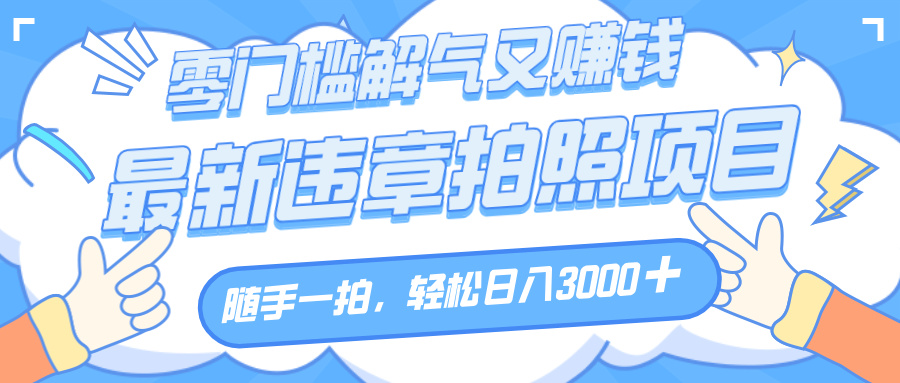 解气又赚钱的项目，随手一拍，轻松收入3000+，最新违章拍照赚钱_网创掘金
