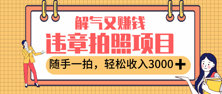 最新违章拍照赚钱，解气又赚钱的项目，随手一拍，轻松收入3000+_网创掘金