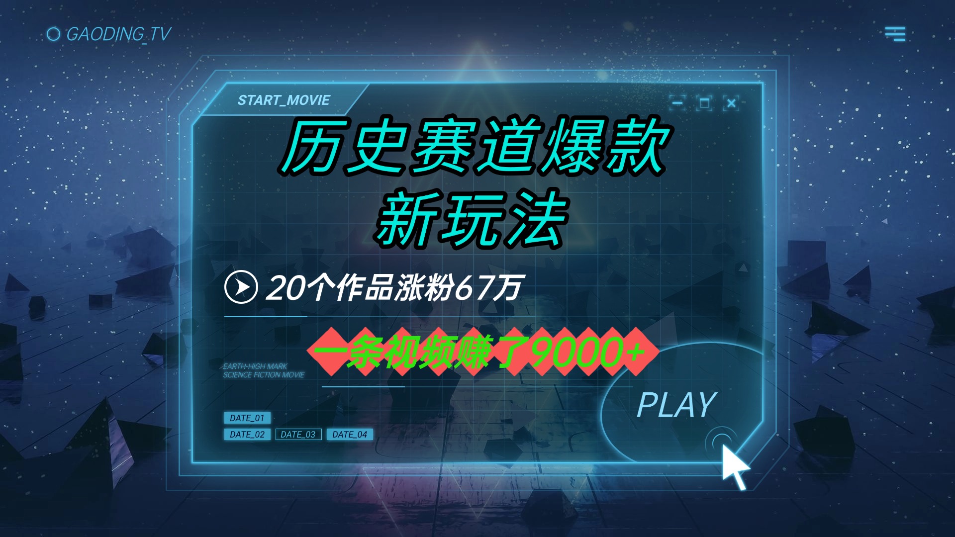 20个作品涨粉67万，一条视频赚了9000+，历史赛道爆款新玩法_网创掘金