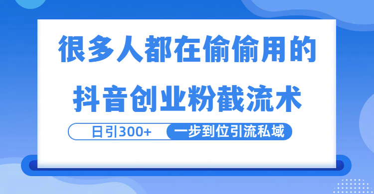 很多人都在偷偷用的抖音创业粉截留术，日引300+，一步到位引流到私域_网创掘金