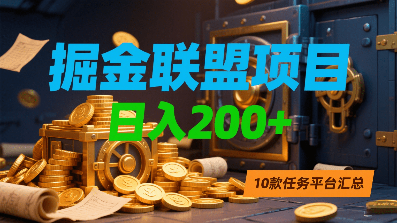 掘金联盟项目，日入200+，10款任务平台汇总_网创掘金