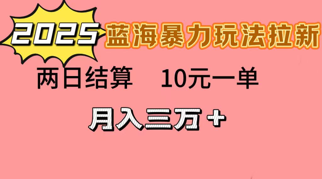 蓝海暴力拉新项目，10元一单，两日结算，月入3w➕_网创掘金