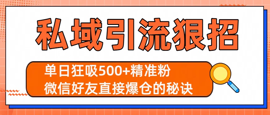 私域引流狠招：单日狂吸500+精准粉，微信好友直接爆仓的秘诀_网创掘金