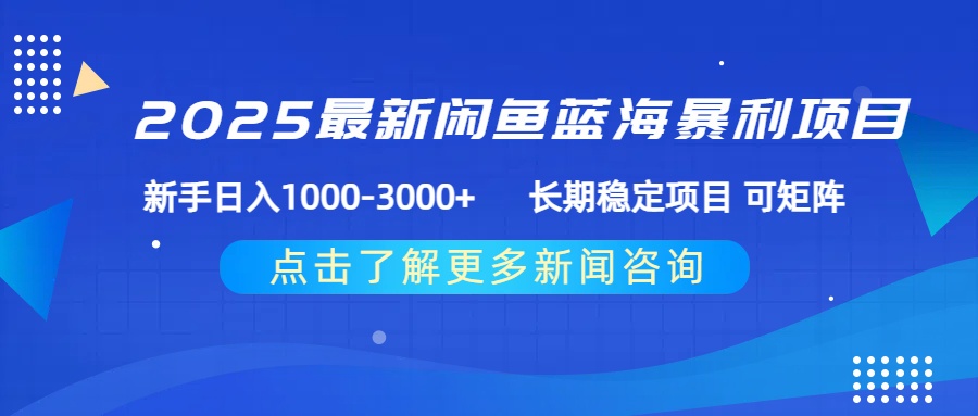 2025最新闲鱼蓝海暴利项目 ，新手日入1000-3000+ 长期稳定项目 可矩阵_网创掘金