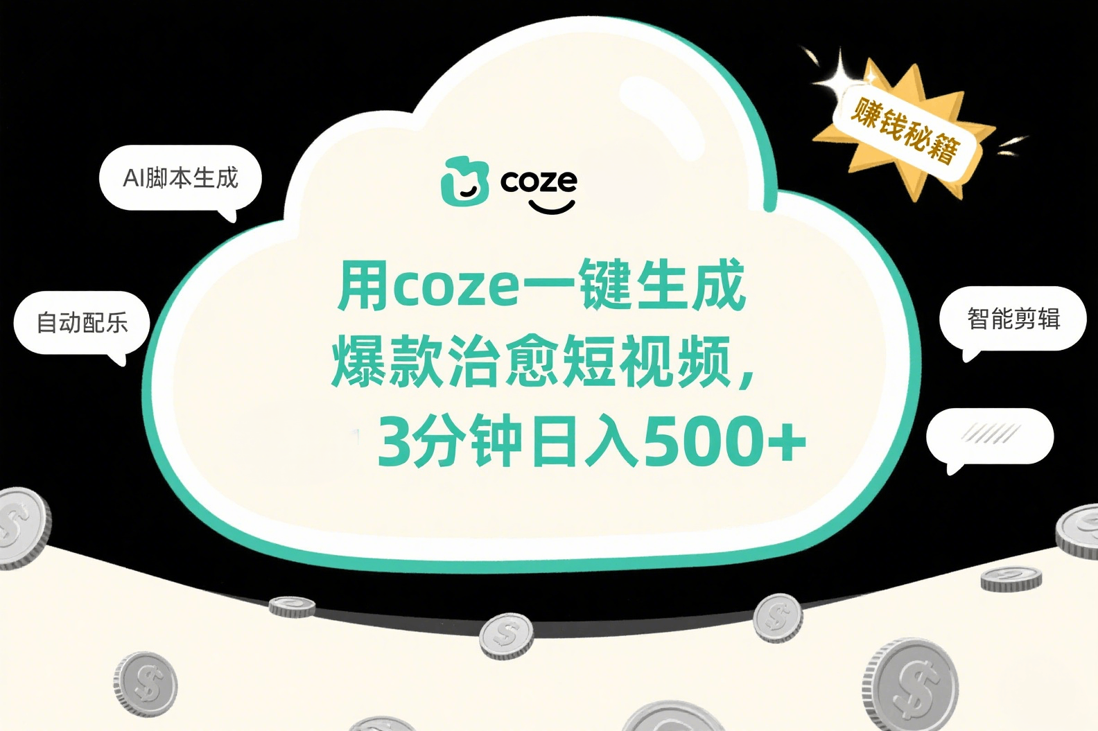 用coze一键生成爆款治愈短视频，3分钟日入500+_网创掘金